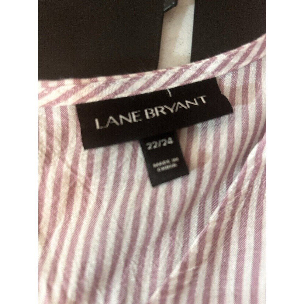 Lane Bryant Long Sleeve Pull Over Top Womens Plus 22/24 Lace Insert Pink White - Picture 5 of 9